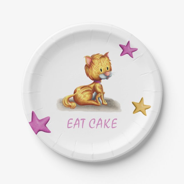 Assiettes En Carton Chat Kitty Rose rose mignon (Devant)