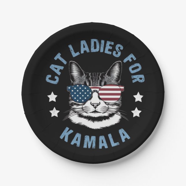Assiettes En Carton Chat Ladies Pour Kamala (Devant)