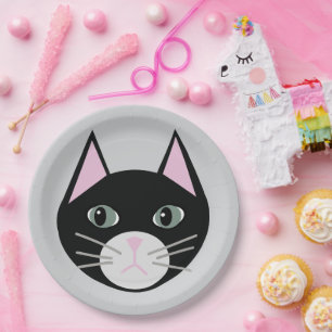 Assiettes En Carton Chat noir