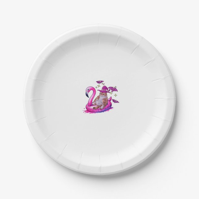 Assiettes En Carton Chat Sur Une Piscine Drôle Été Éffrayant Été Hallo (Devant)