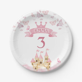 Assiettes En Carton Château de Dreams Pink Princess Butterfly