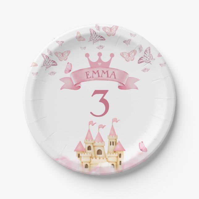 Assiettes En Carton Château de Dreams Pink Princess Butterfly (Devant)