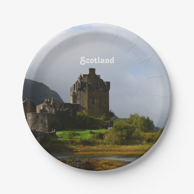 Assiettes En Carton Château d'Eileen Donan en automne tôt (Devant)