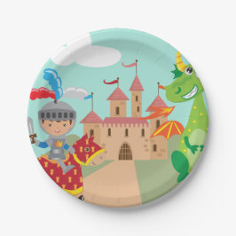 Assiettes En Carton Château et dragon de chevalier