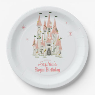 Assiettes En Carton Château Royal Anniversaire Plaques de fête rose
