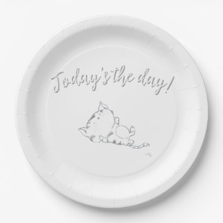 Assiettes En Carton Chaton joueur - C'est le jour !
