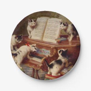 Assiettes En Carton Chatons et piano
