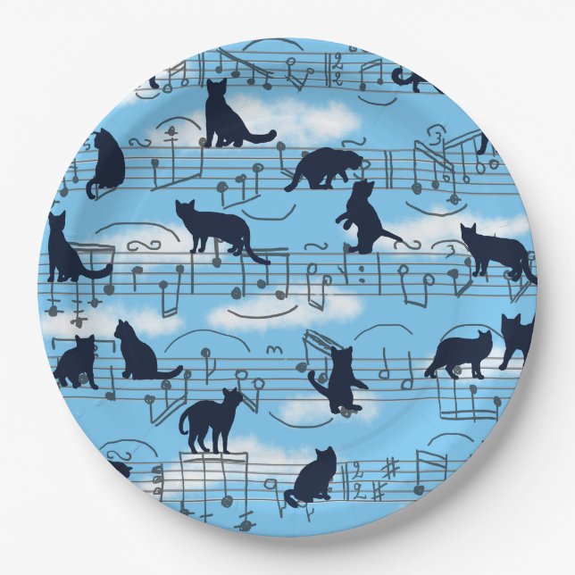 Assiettes En Carton Chatons musicaux (Devant)