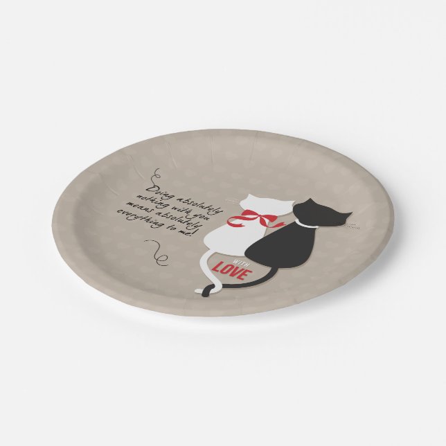 Assiettes En Carton Chats amoureux (Angle)