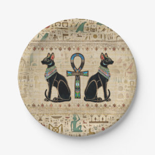 Assiettes En Carton Chats égyptiens et croix de cheville