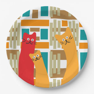 Assiettes En Carton Chats formes géométriques mignonnes fantaisistes
