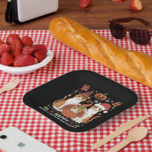 Assiettes En Carton Chats Joyeux Hallothanksmas Halloween Noël 