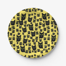 Assiettes En Carton Chats noirs éffrayants