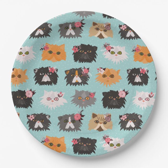 Assiettes En Carton Chats persans de fantaisie (Devant)