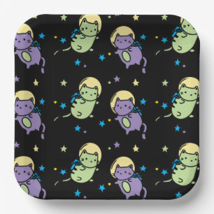 Assiettes En Carton chats spatiaux 