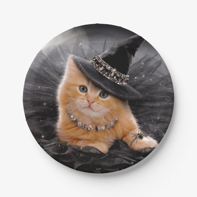 Assiettes En Carton Chatte à sorcière glamour (Devant)