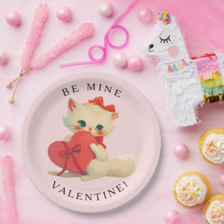 Assiettes En Carton Chatte Blanche Vintage Sois Mienne Saint-Valentin