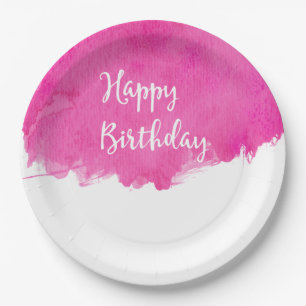 Assiettes En Carton Chaud rose aquarelle Paint Swatch Anniversaire