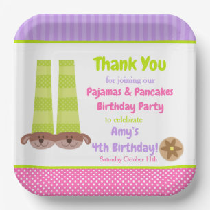 Assiettes En Carton Chaussons de chien Pyjamas & Pancakes Fête d'anniv