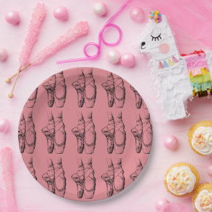 Assiettes En Carton Chaussons roses Ballet Plaques Papier Anniversaire
