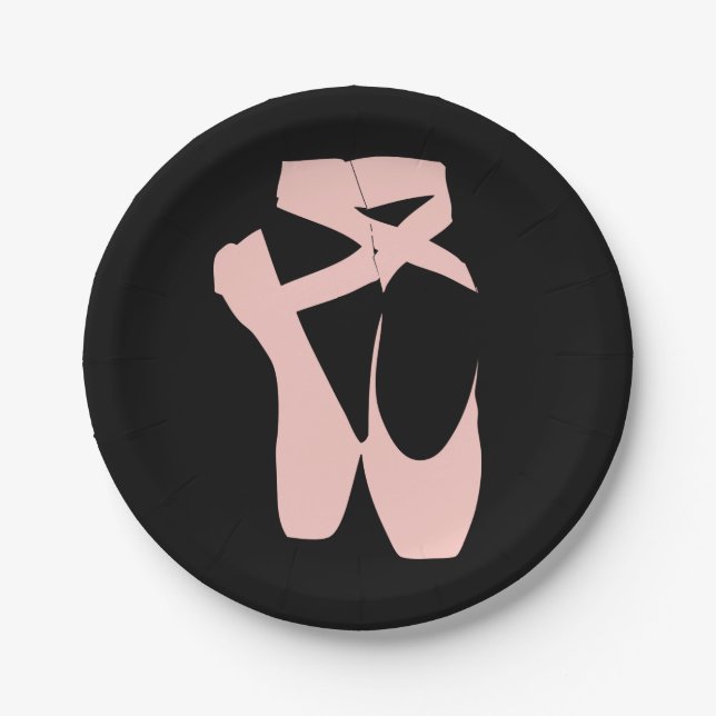 Assiettes En Carton Chaussure de ballet rose danseur de ballet (Devant)