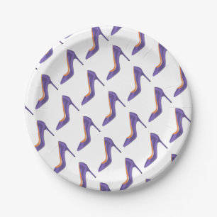 Assiettes En Carton Chaussure de talon haut dans l'ultraviolet