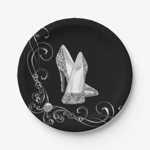 Assiettes En Carton Chaussures à talons hauts pailletées