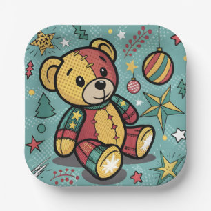 Assiettes En Carton Chaussures de Noël Ours en peluche
