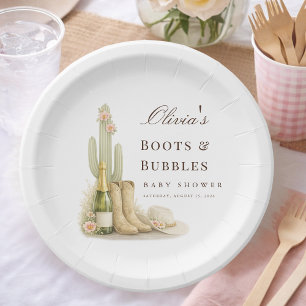 Assiettes En Carton Chaussures et bulles Élégante Baby Shower western