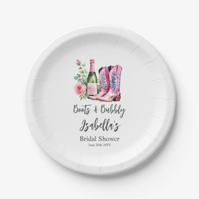 Assiettes En Carton Chaussures et Bulles Rose EVJF (Devant)