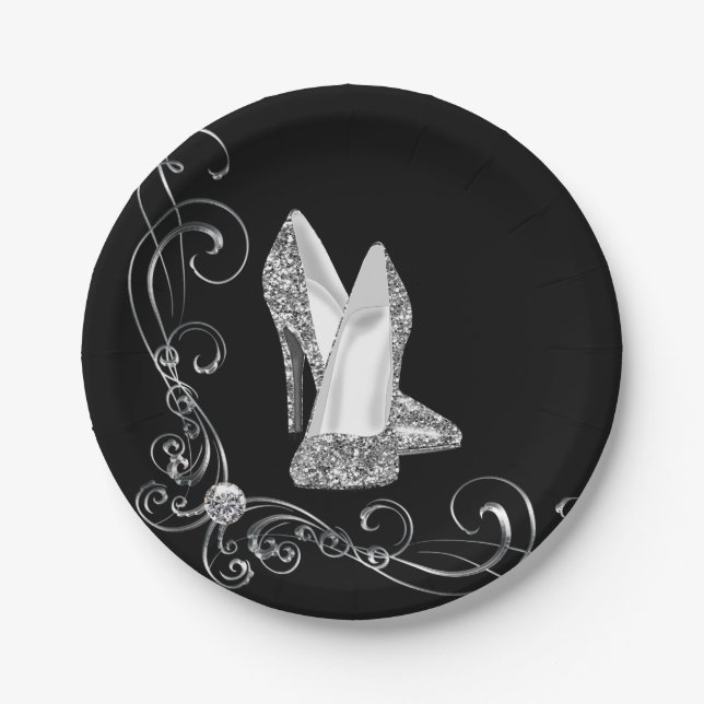 Assiettes En Carton Chaussures haute parties scintillant (Devant)
