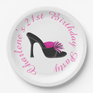 Assiettes En Carton Chaussures talons noirs avec Pois noirs