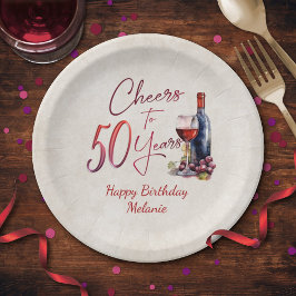 Assiettes En Carton Cheers Wine 50e anniversaire