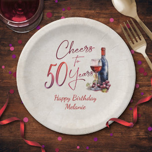 Assiettes En Carton Cheers Wine 50e anniversaire