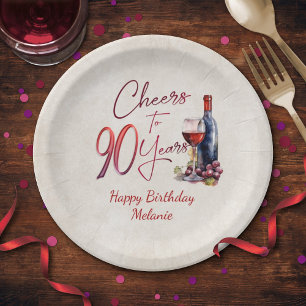 Assiettes En Carton Cheers Wine 90e anniversaire