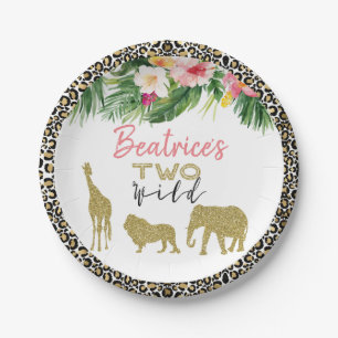 Assiettes En Carton Cheetah Print Safari Parties scintillant Deux Anni