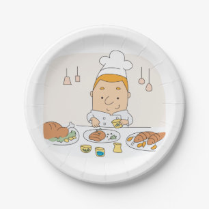 Assiettes En Carton Chef Au Travail