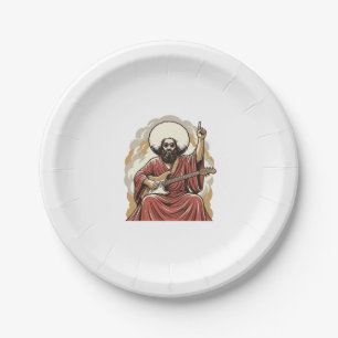 Assiettes En Carton Chemise vectorielle d'art de guitariste de gravure