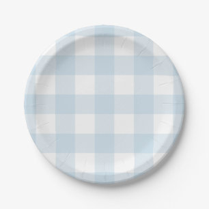 Assiettes En Carton Chèque de buffle bleu et blanc