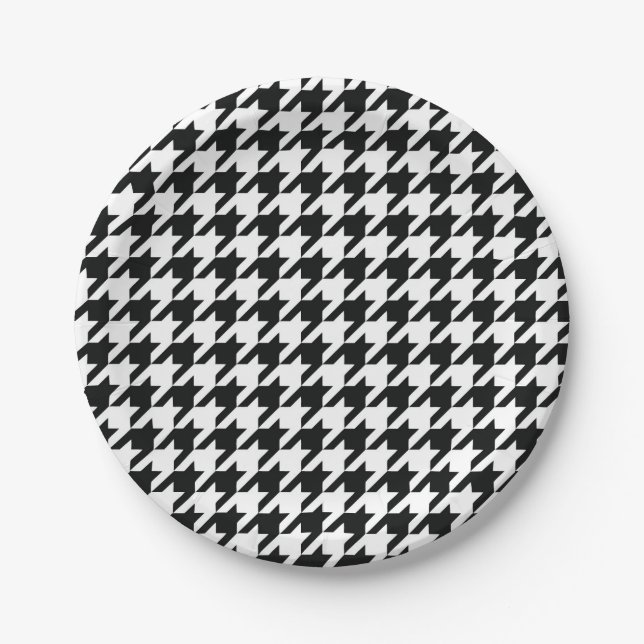 Assiettes En Carton Chèque de socle noir blanc classique (Devant)