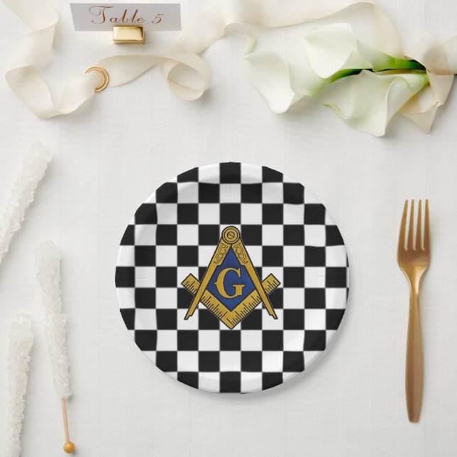 Assiettes En Carton Chèques maçonniques Freemasons Carré et Compass (Mariage)