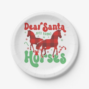 Assiettes En Carton Cher Père Noël, apportez juste les chevaux, Noël d
