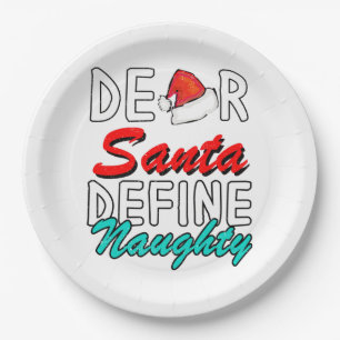 Assiettes En Carton Cher Père Noël, Définir Naughty—Joli Noël