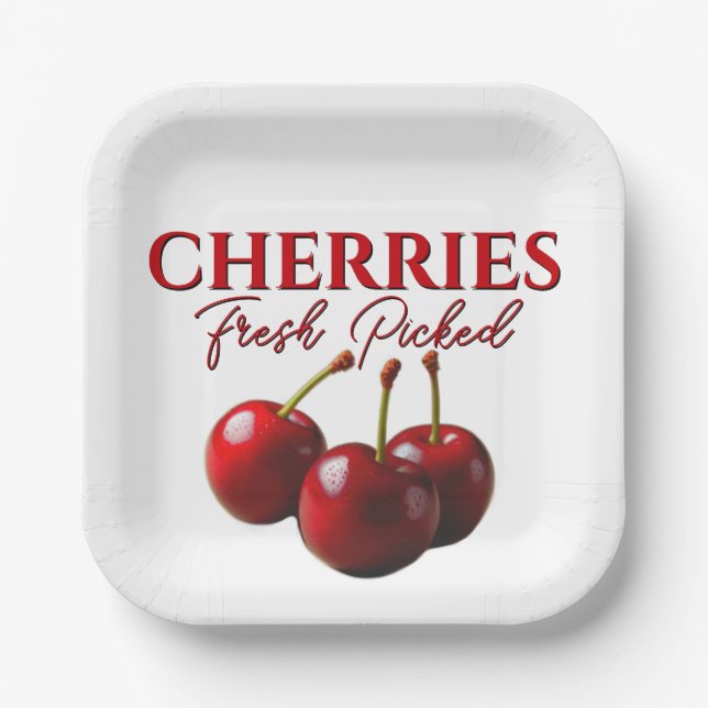 Assiettes En Carton Cherries fresh picked  (Recto)