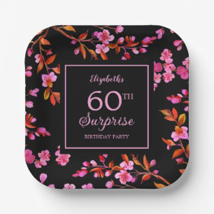 Assiettes En Carton Cherry Blossom Sakura Surprise Black Anniversaire
