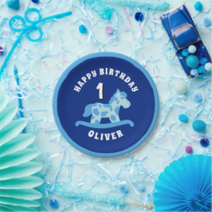 Assiettes En Carton Cheval à rocher Blue Boy fête d'anniversaire