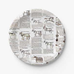 Assiettes En Carton Cheval Antique Publicité Journal Art