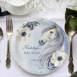 Assiettes En Carton Cheval cowgirl baby shower floral personnalisé