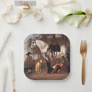 Assiettes En Carton Cheval dans un paysage Aelbert Cuyp