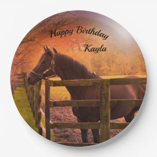 Assiettes En Carton Cheval d'automne Joyeux anniversaire Personnalisé